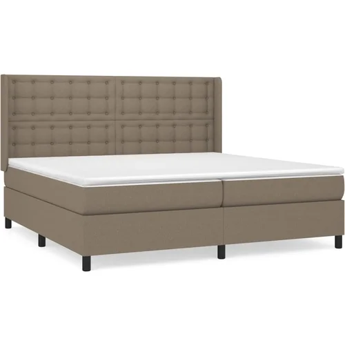 vidaXL Box spring postelja z vzmetnico taupe 200x200 cm blago, (20897298)