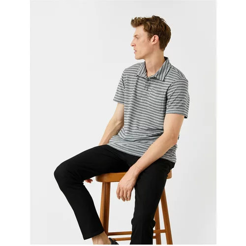 Koton Striped Polo Neck T-Shirt with Pockets