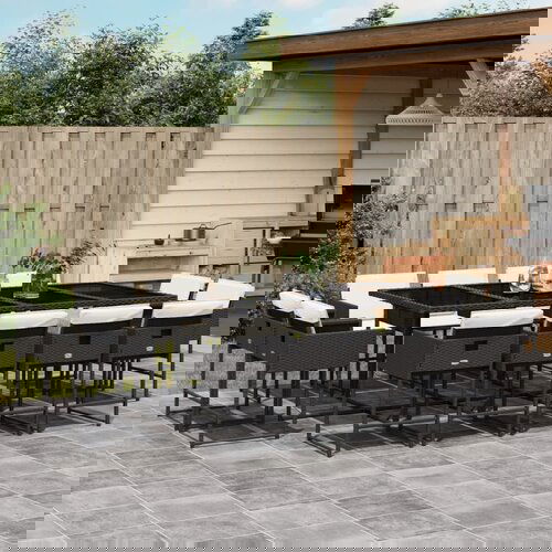 vidaXL 13-dijelni vrtni blagovaonski set s jastucima poliratan crni Cijene