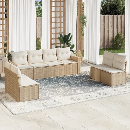 vidaXL 9-dijelni set vrtnih sofa s jastucima bež od poliratana Cijene