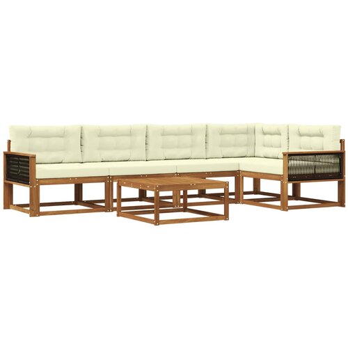 vidaXL Zunanja garnitura za sedenje z blazino 6 pcs Naravna in smetana, (5000281008) Cene