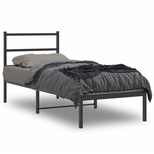 VidaXL Metalni okvir za krevet s uzglavljem crni 75x190 cm Slike