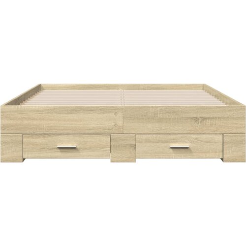  Okvir za krevet s ladicama boja hrasta 140x190 cm drveni Slike