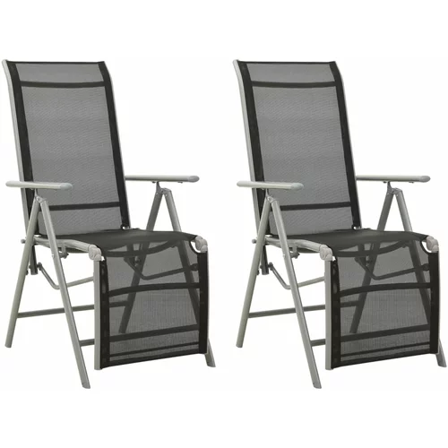  Nagibne vrtne stolice 2 kom od tekstilena i aluminija srebrne
