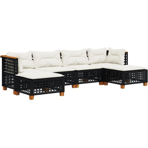 Maison Chic Seti vrtnega pohištva - Vrtna garnitura - Vrtni pohištvo set 6-delna z blazinami črna poli ratan, (21804136) Cene
