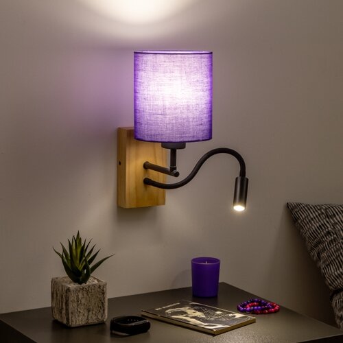  Brilagi - LED zidna lampa NUBILA WOOD 1xE27/25W/230V + LED/3W hrast/ljubičasta Slike