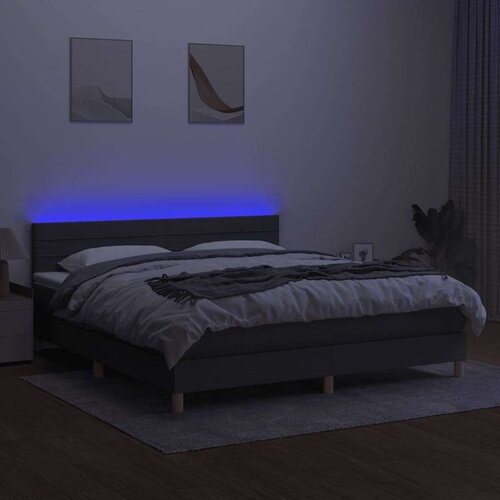  Krevet box spring s madracem LED tamnosivi 180x200 cm tkanina Slike