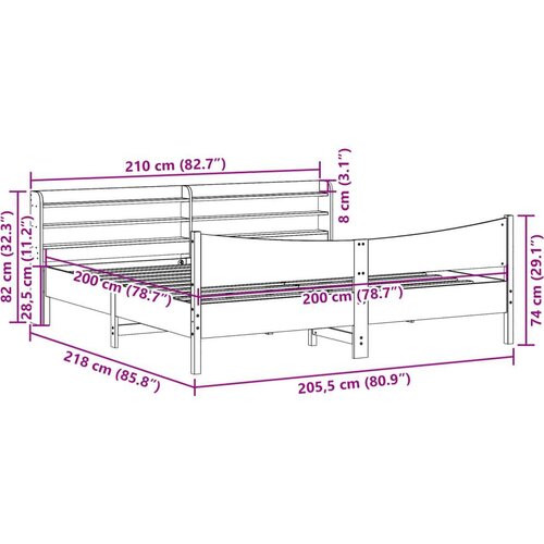  Okvir kreveta s uzglavljem 200 x 200 cm od masivne borovine Slike