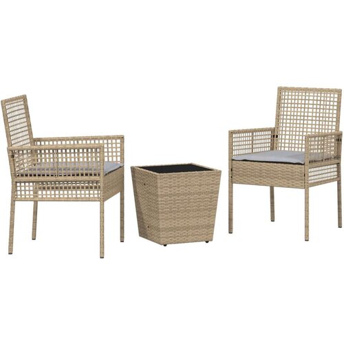  Set od 3 komada za vrt s jastučićima bež poly rattan Slike
