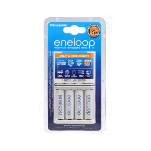 Panasonic Polnilec za baterije NiMH BQ-CC55E in 4 baterije Eneloop AA Slike