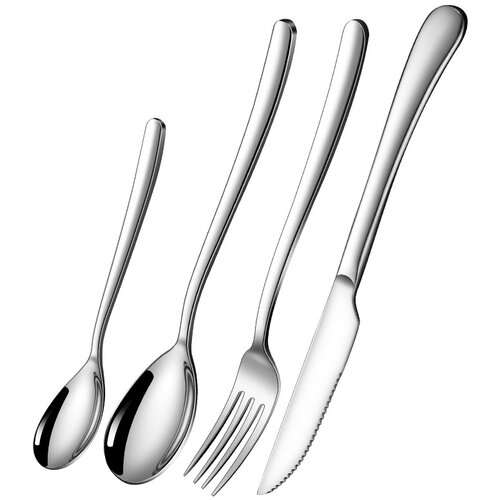 INF Eleganten 4-delni set nožev, žlice in vilic v srebrni barvi, (21542648) Cene