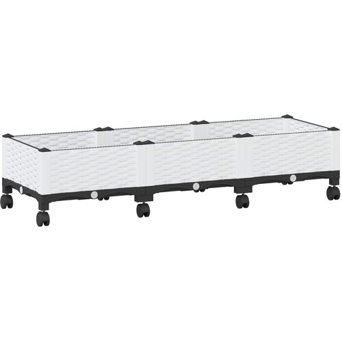  Vrtni saksija s kotačima Bijela 120 x 40 x 33 cm PP Slike