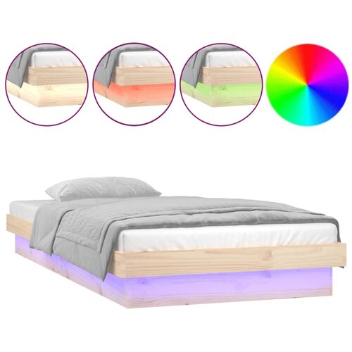 Maison Chic LED Posteljni okvir - Enojna postelja - Postelja za odrasle 75x190 cm trden les, (21692695) Slike