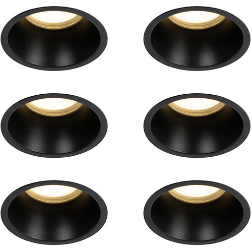 QAZQA Set van 6 inbouwspots zwart GU10 70mm IP44 - Dept Cene