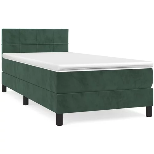 vidaXL Box spring postelja z vzmetnico temno zelena 80x200 cm žamet, (20900851)