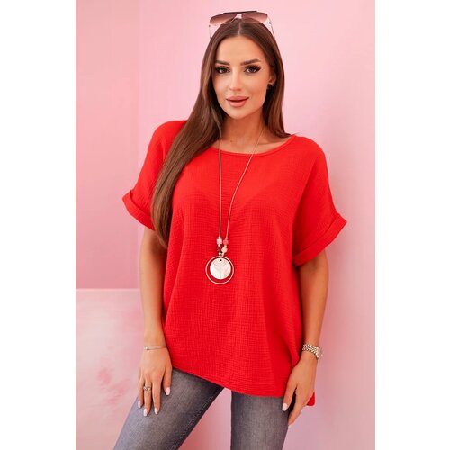 Kesi Włoski Muslin blouse with necklace - red Cijene