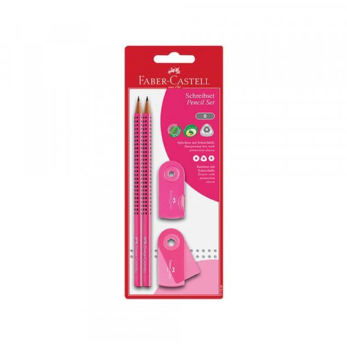 Faber-Castell grafitna olovka set polyblister 2 graf. ol pink   reza     gumica sleeve Cene