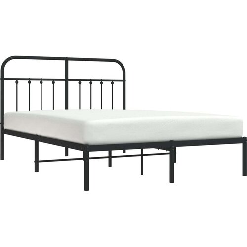 VidaXL Metalni okvir za krevet s uzglavljem crni 150x200 cm Slike