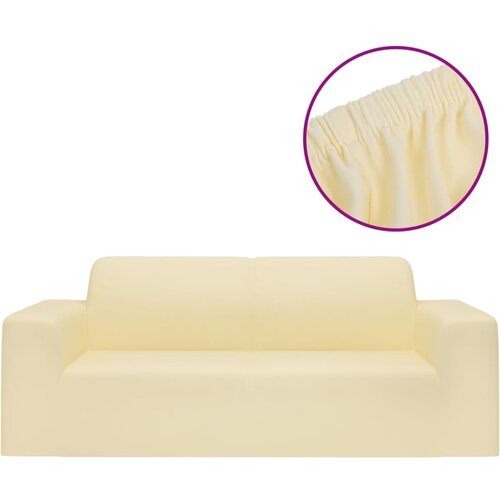 Maison Chic Prevleka za zunanjo pohi&amp;scaron;tvo - Raztegljiva prevleka za kavč krem poliester jersey, (21795735) Slike