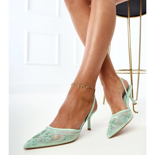 Gemre Green mesh pumps with beads Terikol Cene