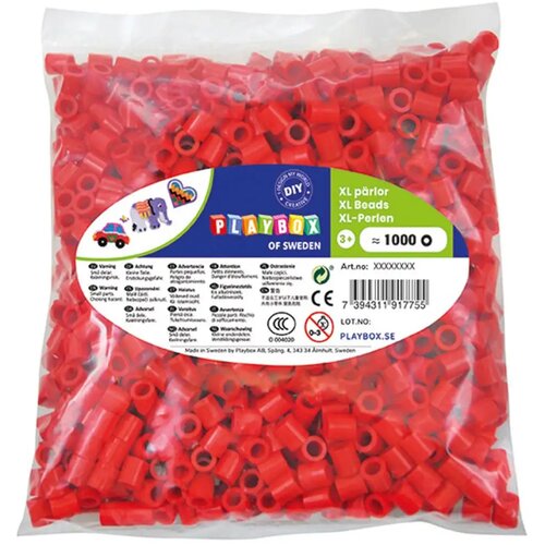 Playbox XL MAXI glačane perle od 9 mm, pakiranje od 1000 komada u crvenoj boji Slike