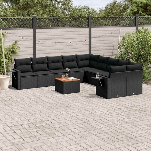  11-dijelni set vrtnih sofa od poliratana s jastucima crni Crna 62 x 62 x 69 cm Cene