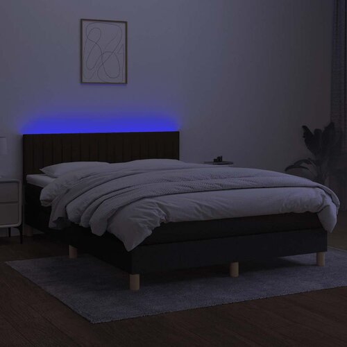  box spring s madracem LED crni 140x200 cm od tkanine Slike