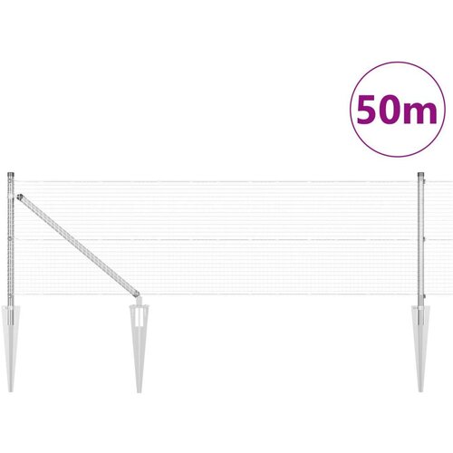 vidaXL Varjena žična ograja z 13 sidrnimi kljukami 0.6x50 m Pocinkano jeklo Cene