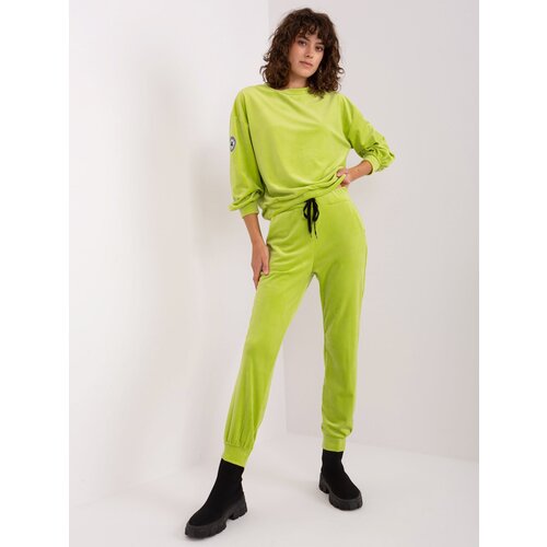 Fashion Hunters Lime velour set with trousers Slike