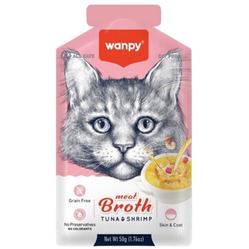 WANPY Vlažna hrana za mačke, Tuna i &amp;scaron;kampi, 50g Slike