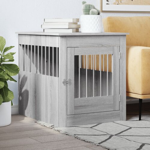 VidaXL Boks za psa siva sonoma 64,5x80x71 cm inženirski les Slike