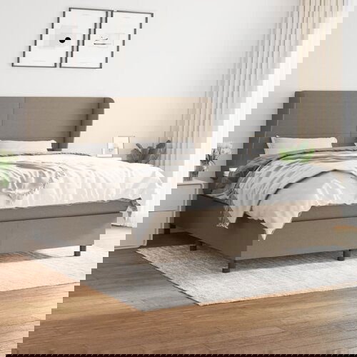 The Living Store Box spring postelja z vzmetnico taupe 180x200 cm blago - Box Spring Postelja, (21514193) Cene