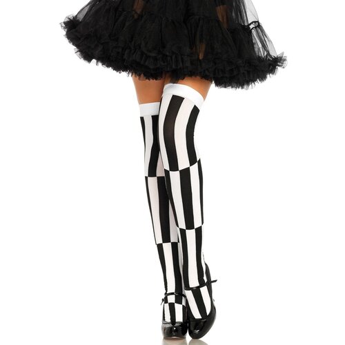 Leg Avenue Woven Illusion Thigh Highs Black-White Cene