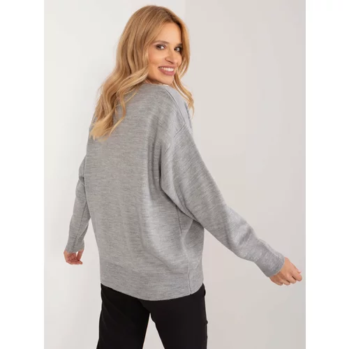 Fashion Hunters Gray plain classic sweater with wool