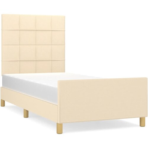 Maison Chic Posteljni okvir - Enojna postelja - Postelja za odrasle brez vzmetnice krem 100x200 cm blago-J7335, (21765241) Slike