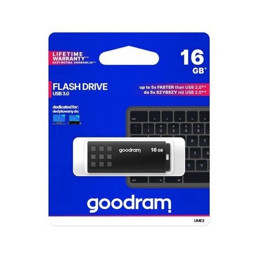 Goodram UME3 USB izbrisljiv spominski pogon 16 GB USB Tip-A 3.2 Gen 1 (3.1 Gen 1) Črna Cene