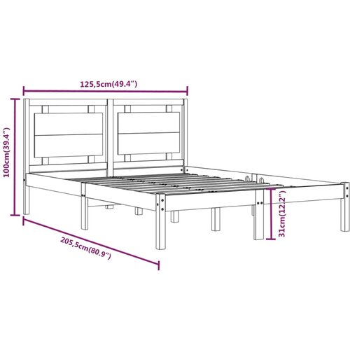  Okvir za krevet od masivnog drva 120 x 200 cm Slike
