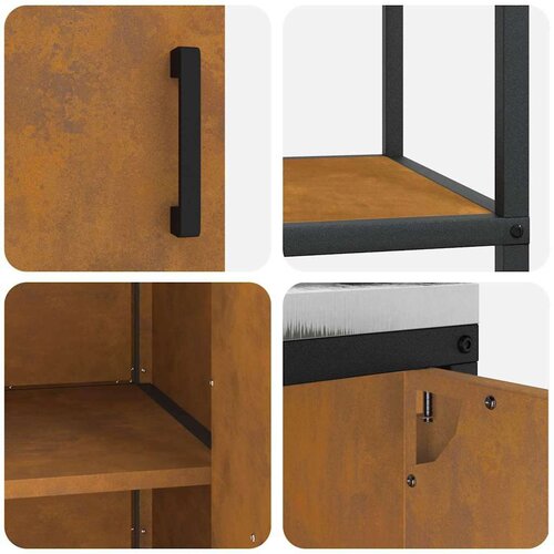 vidaXL Kuhinjski set za pohranu s policom s pohranom s vratima Podesiva 2 pcs Rđa 150 x 50 x 92 cm Cene