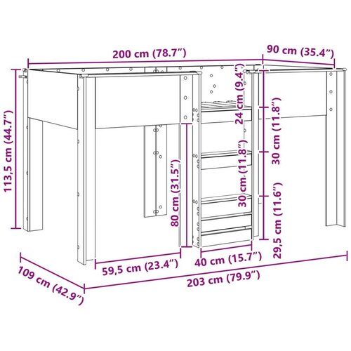  Krevet na kat za djecu Bijelo 90 x 200 cm Konstruirano drvo Slike