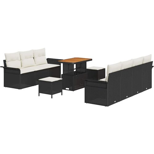 vidaXL Vrtna sedežna garnitura z blazino z blazino 10 pcs Črna in krem, (5000134049) Cene