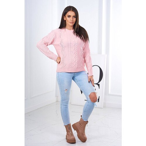 Kesi Sweater with cable weave powder pink Cijene