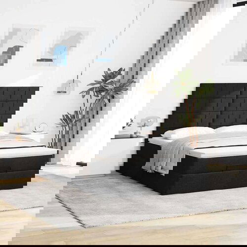 vidaXL Otomanski okvir kreveta s madracem crni 140x200cm od tkanine Cene