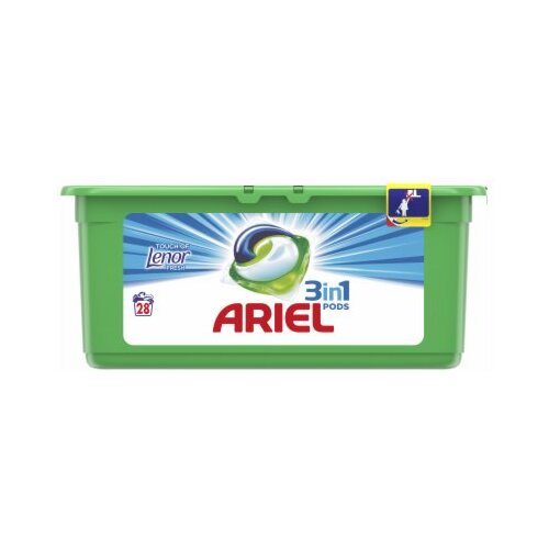 Ariel kapsule za veš 3in1 touch of lenor fresh 28 komada Slike