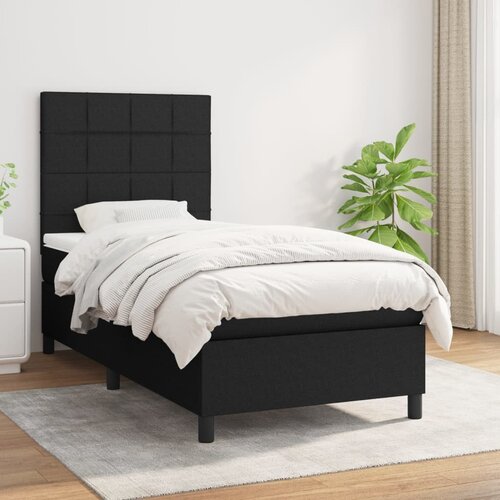 VidaXL Box spring krevet s madracem crni 90x190 cm od tkanine Slike