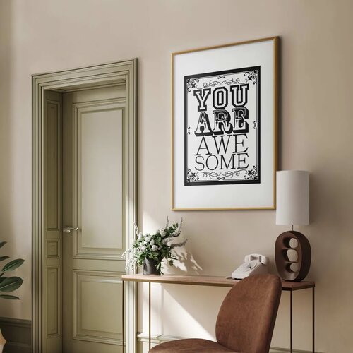  Plakat - You Are Awesome 21x30 Zlatni okvir s margom Slike