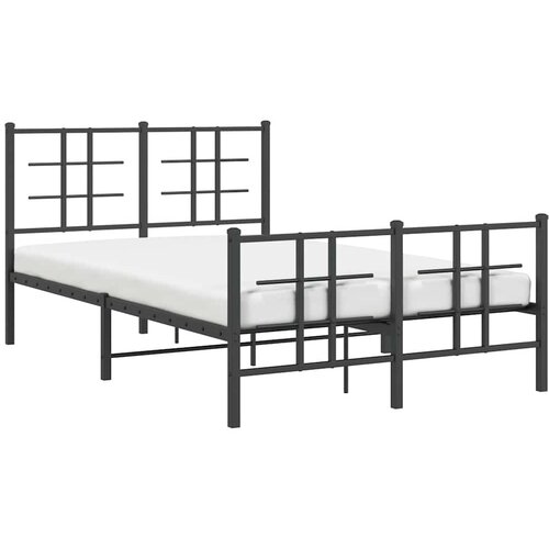  Metalni okvir kreveta uzglavlje i podnožje crni 120x190 cm Slike