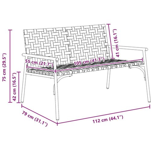  Vrtna Klupa Crna 113x79x75 cm Poli Ratan Slike