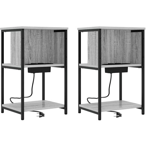 vidaXL Nočna omarica 2 pcs Siva Sonoma 38 x 31 x 61 cm Konstruiran les, (5000160529) Cene