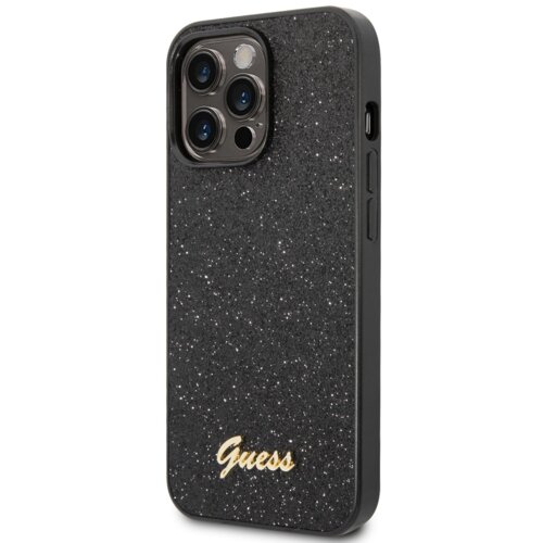Guess GUHCP14LHGGSHK ovitek za iPhone 14 Pro - črn z ble&amp;scaron;čicami Slike