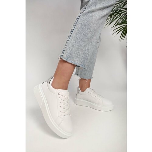 Shoeberry Women's Vixon White Silver Sneaker Sports Casual Shoes Slike